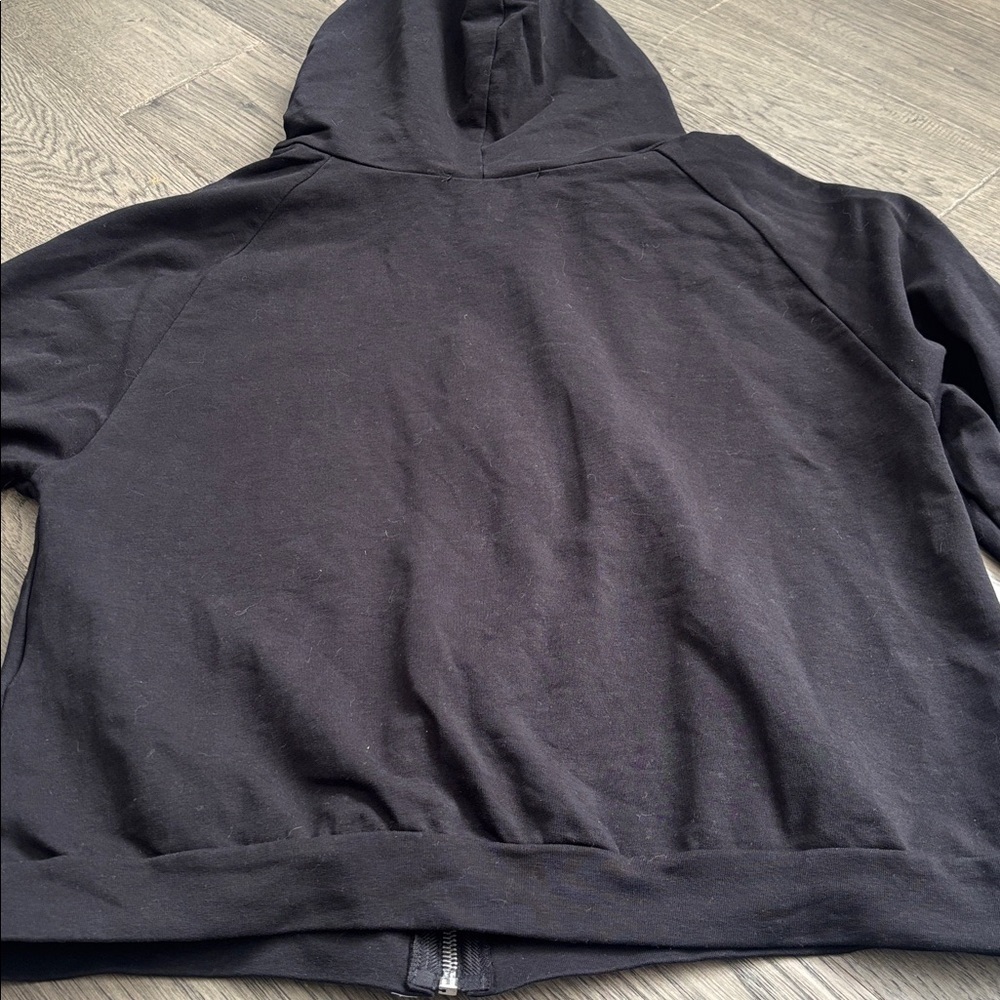 Rinascimento | Black Zip Up Hoodie With Silver Sparkle Accent Size Large - Picture 9 of 9
